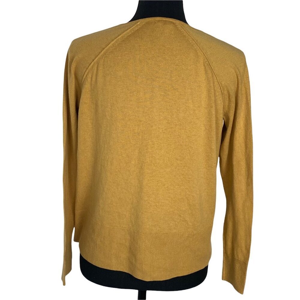 J. Jill Sweater Women XS‎ Petite Yellow Silk Cotton V-Neck Long Sleeve Knit - Picture 2 of 10